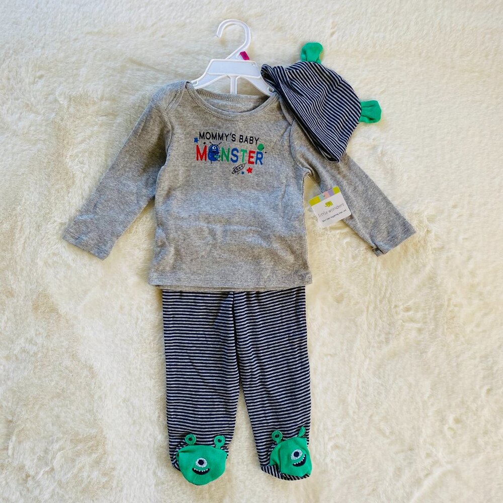 NEW Baby Boy 3-piece Outfit size 12 months Mommy's Baby Monster